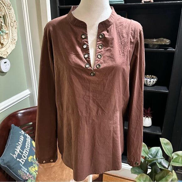 Putumayo Brown Tunic with Rivets Size M - Picture 1 of 9